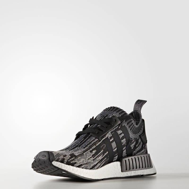 Nmd r1 primeknit glitch camo best sale black grey